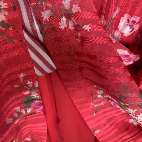 Loft Pleated Mini Dress Womens Small Floral Pink Green Belted Boho Cottagecore - Picture 6 of 9